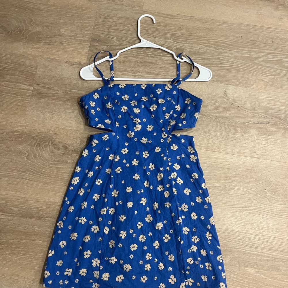 Zara Blue Pleated Sundress with Spaghetti Straps